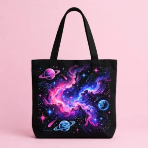 Neon Nebula Retro Tote